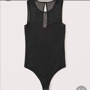 Abercrombie & Fitch Black Sexy Sweetheart Neckline Sleeveless Mesh Bodysuit NWT